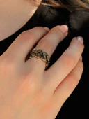 Tam Tur Kelebek Desenli Antik Ayarlanabilir Kadın Yüzük euy1251 thumbnail 2