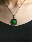 Doğal Taş Yeşil Akik Doğal Taşlı Desenli Otantik Kadın Kolye 45 Cm Zincirli euk17ya thumbnail 3