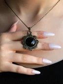 Doğal Taş Oniks Doğal Taşlı Otantik Kadın Kolye 45 Cm Zincirli euk17o thumbnail 1