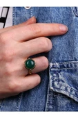 Doğal Taş Yeşil Akik Doğal Taşlı Ayarlanabilir Yuvarlak Taşlı Yüzük yeşilakik2 thumbnail 1