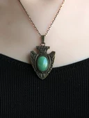 Doğal Taş Yeşil Akik Doğal Taşlı Otantik Kadın Kolye 45 Cm Zincirli euk12ya thumbnail 3