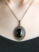 Doğal Taş Oniks Doğal Taşlı Otantik Kadın Kolye 45 Cm Zincirli euk13o thumbnail 3