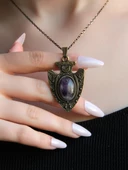 Doğal Taş Ametist Doğal Taşlı Otantik Kadın Kolye 45 Cm Zincirli euy12at thumbnail 1