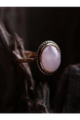 Doğal Taş Pembe Kuvars Doğal Taşlı Ayarlanabilir Orta Boy Yüzük thumbnail 5