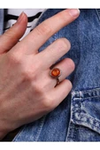 Doğal Taşlı Kehribar Ayarlanabilir Yüzük Orta Boy thumbnail 1