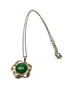 Doğal Taş Yeşil Akik Doğal Taşlı Otantik Kadın Yuvarlak Kolye 45 Cm Zincirli euyk1ya thumbnail 1