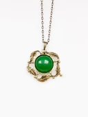 Doğal Taş Yeşil Akik Doğal Taşlı Otantik Kadın Yuvarlak Kolye 45 Cm Zincirli euyk1ya thumbnail 2