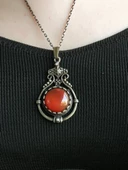 Doğal Taş Akik Doğal Taşlı Desenli Otantik Kadın Kolye 45 Cm Zincirli euk14a thumbnail 2