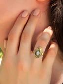 Doğal Taş Aytaşı Doğal Taşlı Antik Damla Model Ayarlanabilir Kadın Yüzük euy33ay thumbnail 1