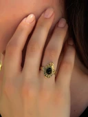 Doğal Taş Oniks Doğal Taşlı Antik Damla Model Ayarlanabilir Kadın Yüzük euy33o thumbnail 1