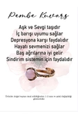 Doğal Taş Pembe Kuvars Çıtır Doğal Taşlı Ayarlanabilir Yüzük pkcdty-1 - 7