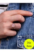 Doğal Taş Pembe Kuvars Doğal Taşlı Ayarlanabilir Yüzük thumbnail 8