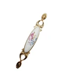 MİRAY 128 mm Metal Gold  porselen çiçek desenli / 5 ADET - 2