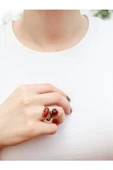 Doğal Taş Akik Doğal Taşlı İkili Otantik Ayarlanabilir Yüzük dtyia thumbnail 1