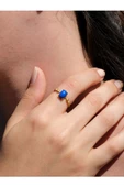 Minimal Doğal Taş Lapis Doğal Taşlı Otantik Minimal Ayarlanabilir Yüzük euy5l thumbnail 1