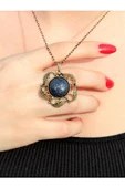 Doğal Taş Lapis Doğal Taşlı Otantik Kadın Yuvarlak Kolye 45 Cm Zincirli euyk1ls - 3