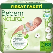 Bebem Bebek Bezi Natural Beden:2 (3-6Kg) Mini 272 Adet Avantaj Fırsat Pk thumbnail 2