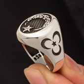 Üç Hilal Ay Yıldız Gümüş Erkek Yüzük thumbnail 2