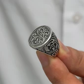 Barok Desenli Gümüş Erkek Yüzük - 2