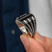 Pençe Model Oniks Taşlı Gümüş Erkek Yüzük - 1