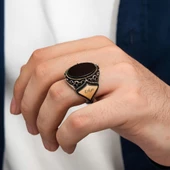 Oval Oniks Taşlı Gümüş Erkek Yüzük - 3