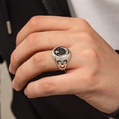 Üç Hilal Ay Yıldız Gümüş Erkek Yüzük thumbnail 3