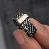 Burgulu Zincir Model Gümüş Erkek Yüzük - 1