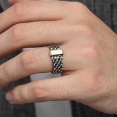 Burgulu Zincir Model Gümüş Erkek Yüzük - 5