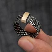 Burgulu Zincir Model Gümüş Erkek Yüzük - 2