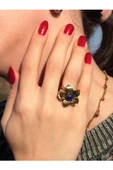 Doğal Taş Lapis Doğal Taşlı Otantik Çiçek Model Kadın Ayarlanabilir Yüzük euy18l thumbnail 1