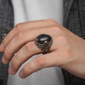 Oval Oniks Taşlı Gümüş Erkek Yüzük - 3