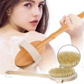 Banyo Fırçası %100 Doğal At Kılı Selülit Karşıtı Çıkabilen Sapı Ahşap Banyo Fırçası - 7