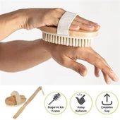 Banyo Fırçası %100 Doğal At Kılı Selülit Karşıtı Çıkabilen Sapı Ahşap Banyo Fırçası - 9