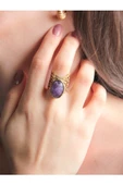 Doğal Taş Ametist Doğal Taşlı Ayarlanabilir Yüzük euy24at thumbnail 1