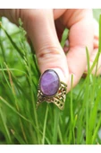 Doğal Taş Ametist Doğal Taşlı Ayarlanabilir Yüzük euy24at thumbnail 3