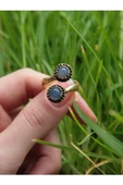 Doğal Taş İkili Apatit Doğal Taşlı Ayarlanabilir Yüzük thumbnail 3