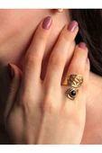 Doğal Taş Oniks Doğal Taşlı Desenli Ayarlanabilir Kadın Yüzük euy26o thumbnail 1