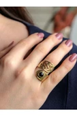 Doğal Taş Oniks Doğal Taşlı Desenli Ayarlanabilir Kadın Yüzük euy26o thumbnail 2