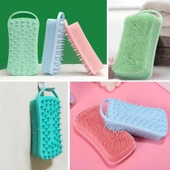 Vücut Fırçası Ergonomik Peeling Masaj Etkili Taşınabilir Askılı Yumuşak Silikon Banyo Vücut Fırçası - 8
