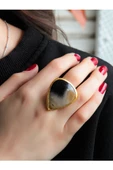 Doğal Taş Akik Doğal Taşlı Altın Kaplama Ayarlanabilir Kadın Yüzük eouy1ka thumbnail 5