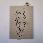 DEKORATİF MODERN PANTER SİLÜETİ DUVAR PANOSU - 37x60cm - Dokulu Gri - 1