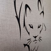 DEKORATİF MODERN PANTER SİLÜETİ DUVAR PANOSU - 37x60cm - Dokulu Gri - 4