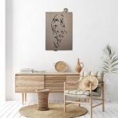 DEKORATİF MODERN PANTER SİLÜETİ DUVAR PANOSU - 37x60cm - Dokulu Gri - 6
