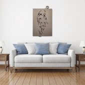 DEKORATİF MODERN PANTER SİLÜETİ DUVAR PANOSU - 37x60cm - Dokulu Gri - 7