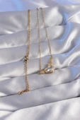 316L Çelik Zincir Gold Renk Zirkon Taşlı Kanatlı Kalp Kolye - TJ-BKO8778 - 2