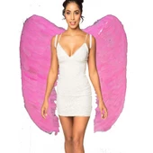 Mega Boy Pembe Renk Tüylü Melek Kanadı thumbnail 1