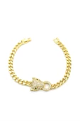 Zirkon Taşlı Leopar Bileklik - Altın Rengi - 2