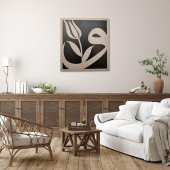 DEKORATİF MODERN LALELİ VAV DUVAR PANOSU - 37x40cm - Dokulu Gri - 5
