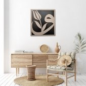 DEKORATİF MODERN LALELİ VAV DUVAR PANOSU - 37x40cm - Dokulu Gri - 6