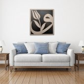 DEKORATİF MODERN LALELİ VAV DUVAR PANOSU - 37x40cm - Dokulu Gri - 7